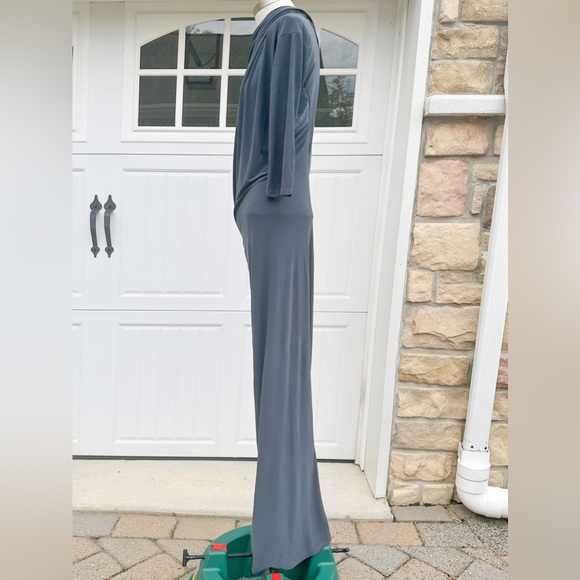 LONG SILVER MAXI COWL NECK LONG SLEEVES MERMAID STYLE DRESS XL - Picture 3 of 8